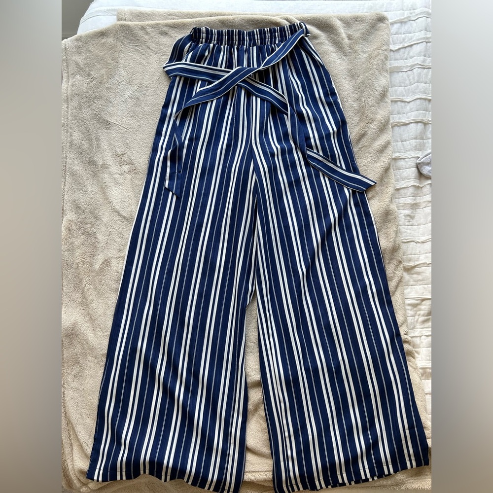 She + Sky striped wide leg pants